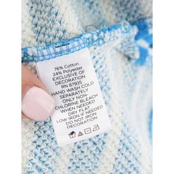 Susan Graver Sz XS Embellished Bib Pullover Sweatshirt Blouse Top Blue Striped - Picture 7 of 8